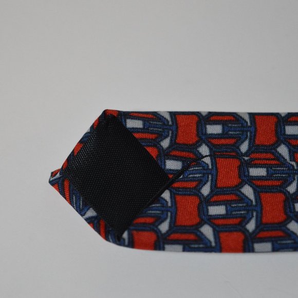 Executive Big and Tall Red White Blue Silk Necktie XL - Picture 4 of 4